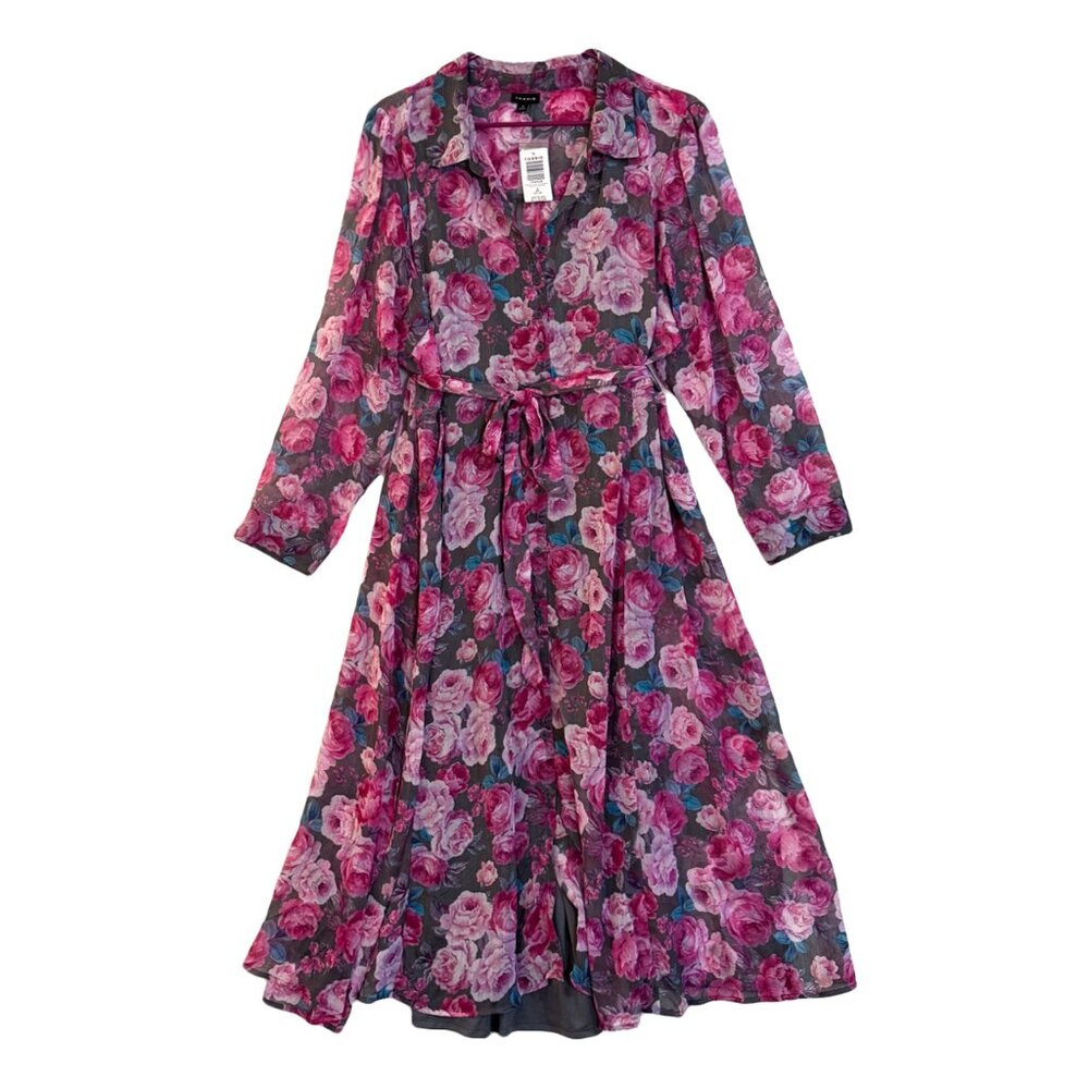 Torrid maxi woven floral shirt dress long sleeve button down 3x